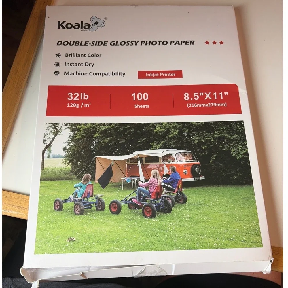 Koala Double Sided Glossy Photo Paper 8.5x11 32lb 100 Sheets Inkjet Printer